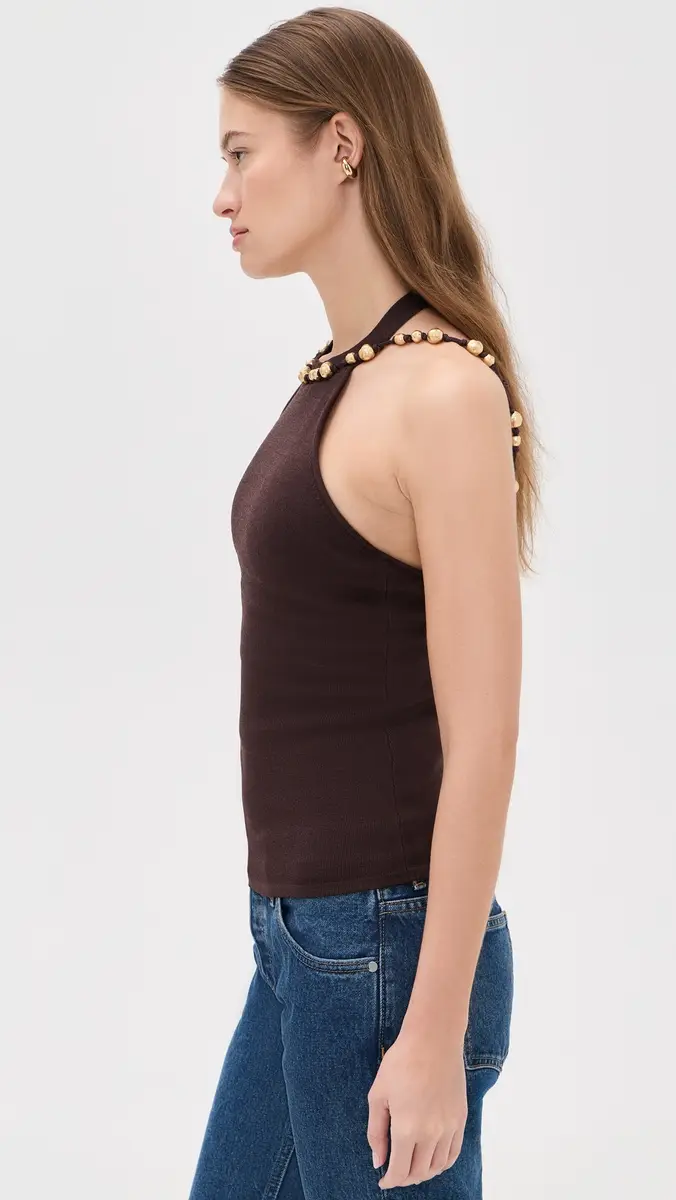 Aje Baroque Knit Tank Chocolate | Thumbnail 4