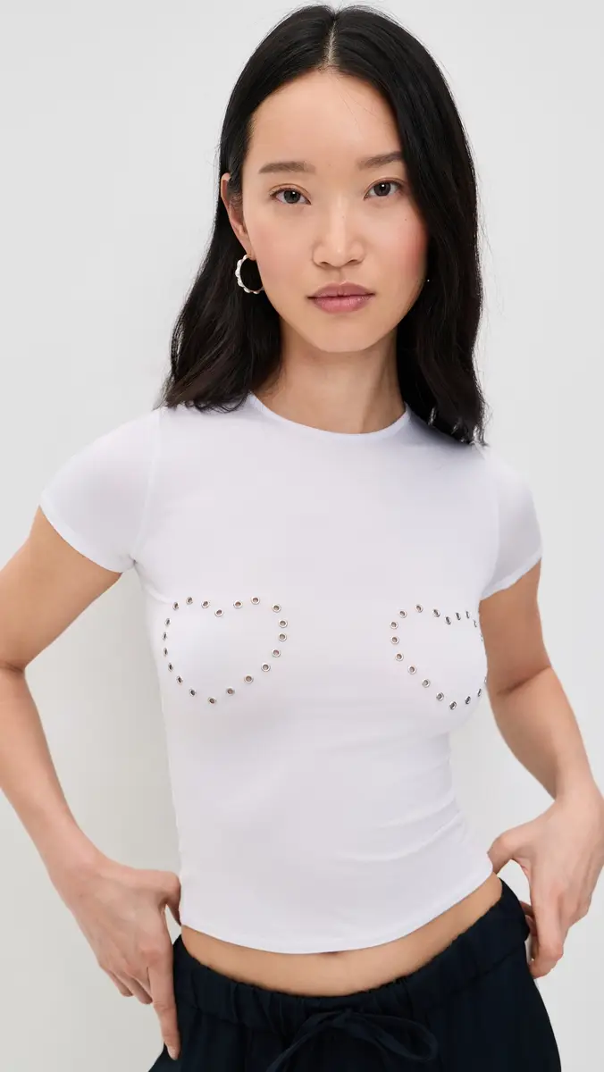 Miaou Mini Heart Tee White Grommet Heart | Thumbnail 2 Miaou Mini Heart Tee White Grommet Heart | Thumbnail 2