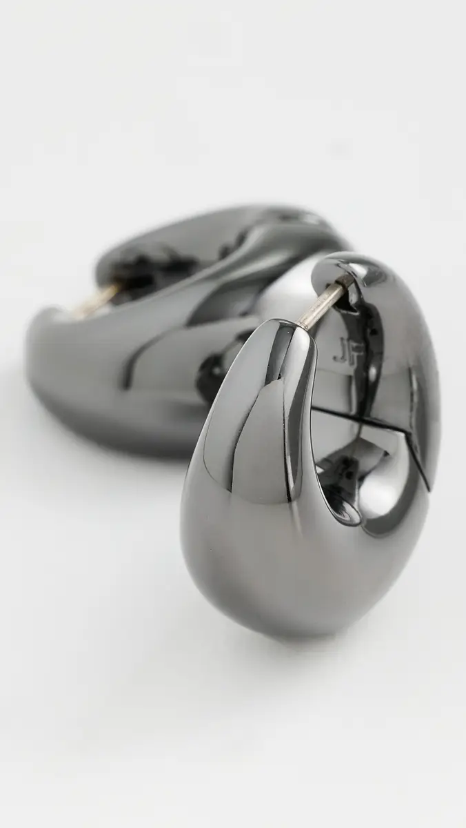 Jennifer Fisher Dylan Hinged Huggies Hematite One Size | Thumbnail 4