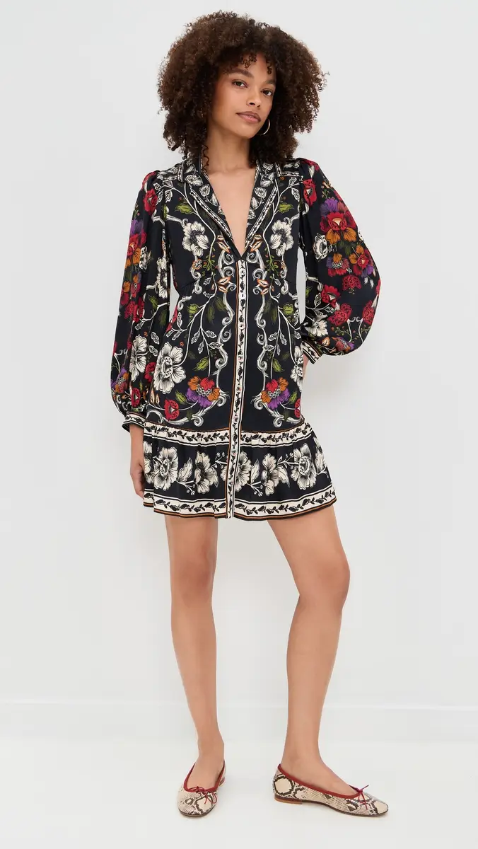 FARM Rio Rococo Flowers Black Mini Dress Rococo Flowers Black | Thumbnail 5 FARM Rio Rococo Flowers Black Mini Dress Rococo Flowers Black | Thumbnail 5