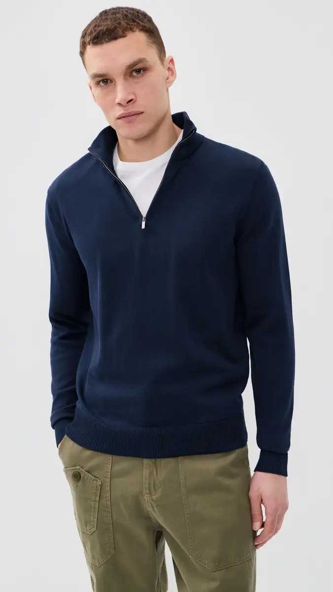 Polo Ralph Lauren Original Label Cotton Jersey Half-Zip Sweater Bright Navy | Thumbnail 2 Polo Ralph Lauren Original Label Cotton Jersey Half-Zip Sweater Bright Navy | Thumbnail 2
