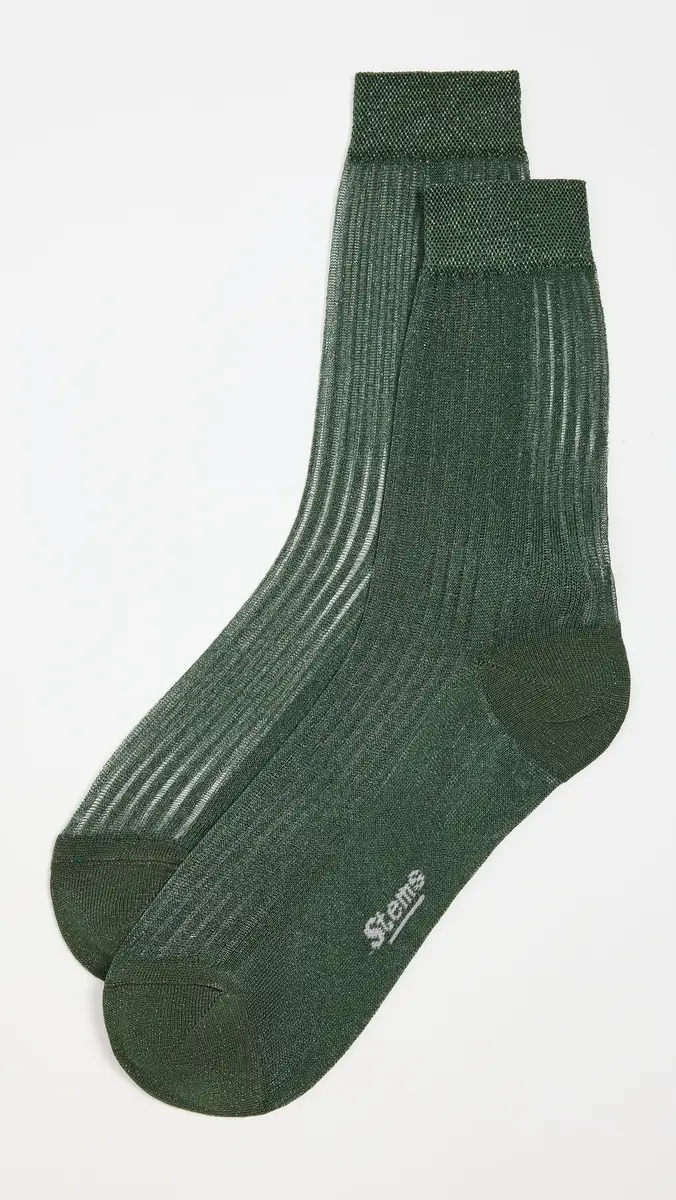 Stems Fine Ribbed Metallic Crew Socks | Thumbnail 2