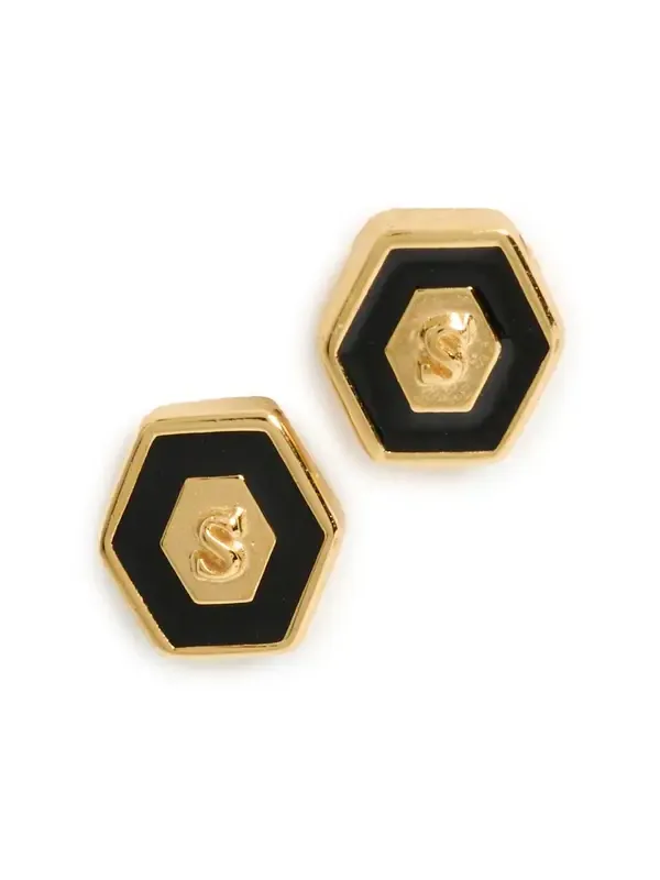 Initial Hex Stud Earrings