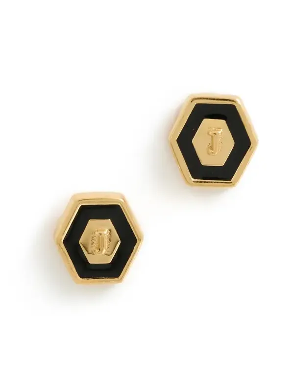 Initial Hex Stud Earrings