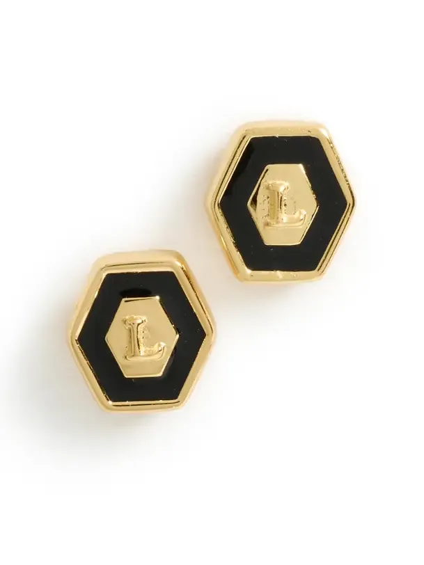 Initial Hex Stud Earrings