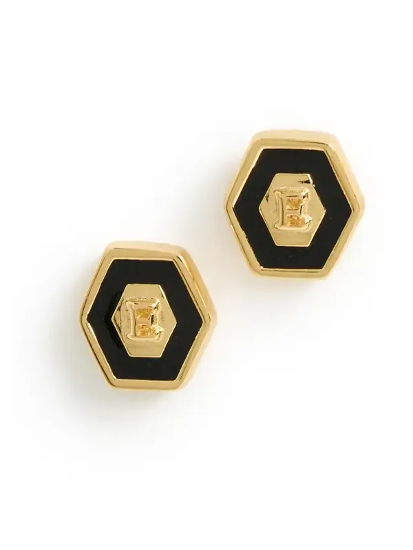 Initial Hex Stud Earrings