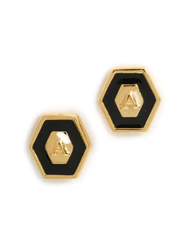 Initial Hex Stud Earrings