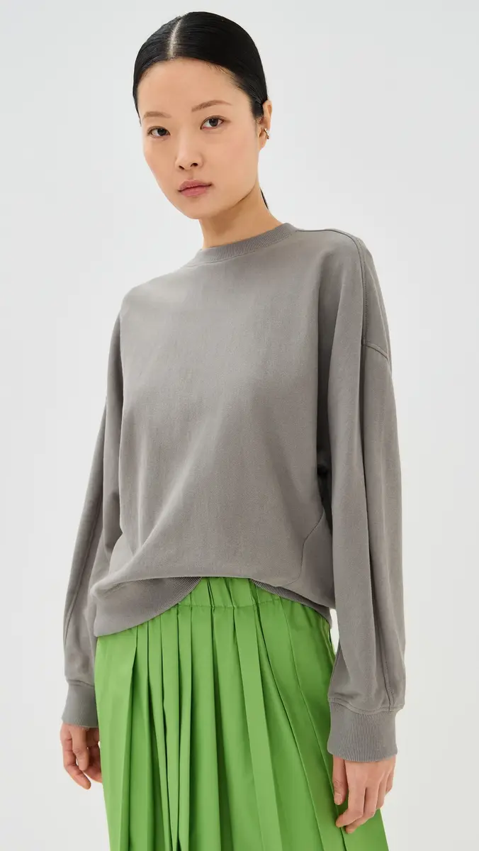 Tibi Lightweight Crew Neck Sweatshirt | Thumbnail 3