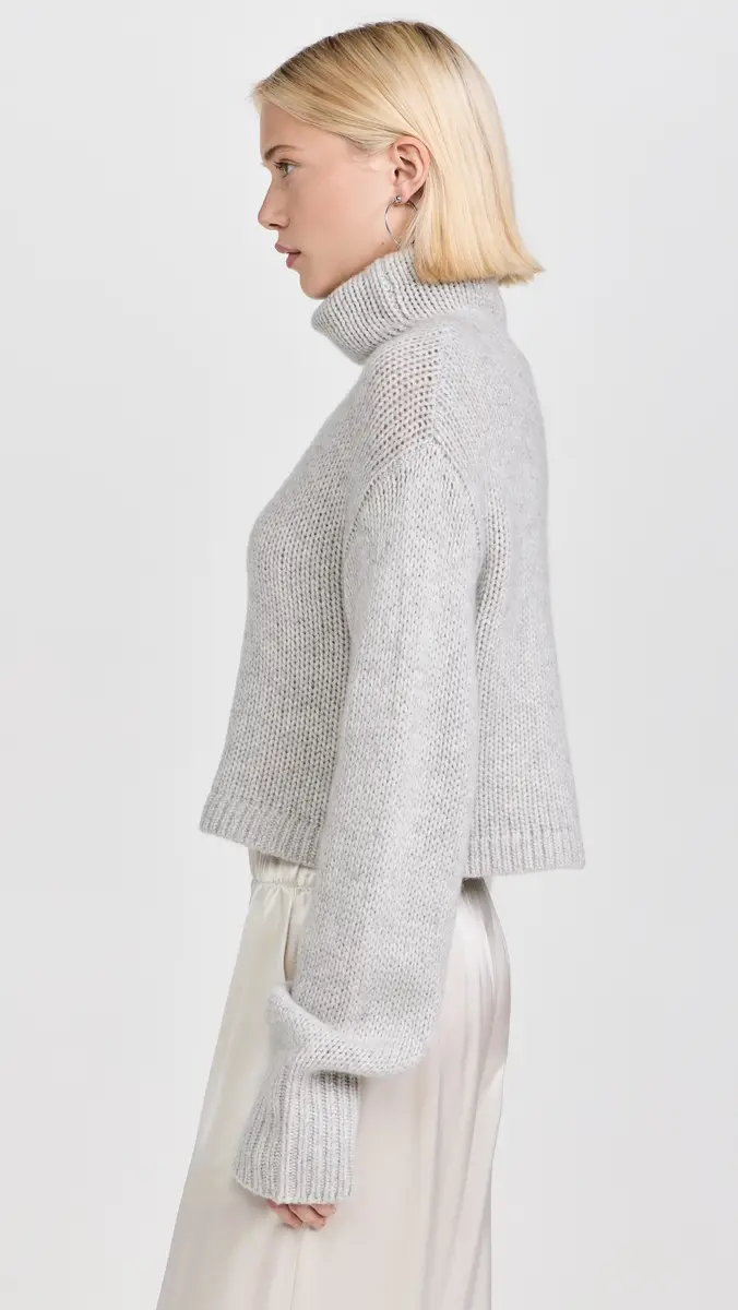 Sablyn Cropped Cashmere Turtleneck Sweater Foggy | Thumbnail 4 Sablyn Cropped Cashmere Turtleneck Sweater Foggy | Thumbnail 4