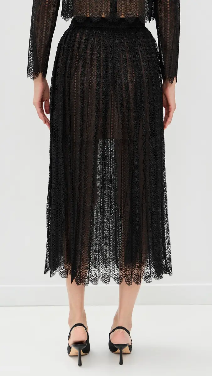 Self-Portrait Black Organza Lace Midi Skirt Black | Thumbnail 3 Self-Portrait Black Organza Lace Midi Skirt Black | Thumbnail 3