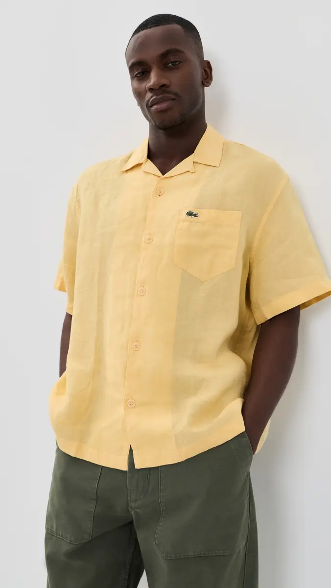 Lacoste Linen Camp Shirt Yellow | Thumbnail 2 Lacoste Linen Camp Shirt Yellow | Thumbnail 2