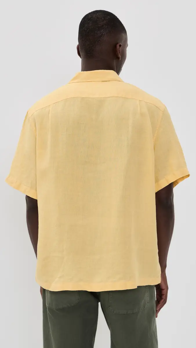 Lacoste Linen Camp Shirt Yellow | Thumbnail 3 Lacoste Linen Camp Shirt Yellow | Thumbnail 3