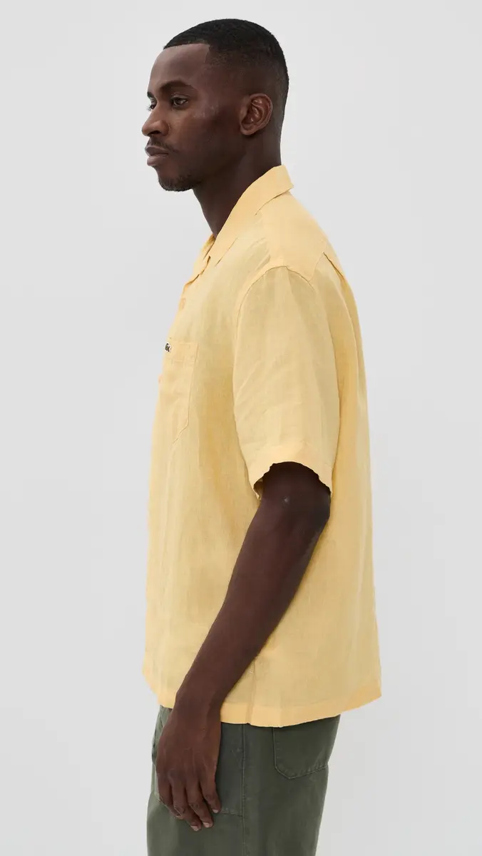 Lacoste Linen Camp Shirt Yellow | Thumbnail 4 Lacoste Linen Camp Shirt Yellow | Thumbnail 4