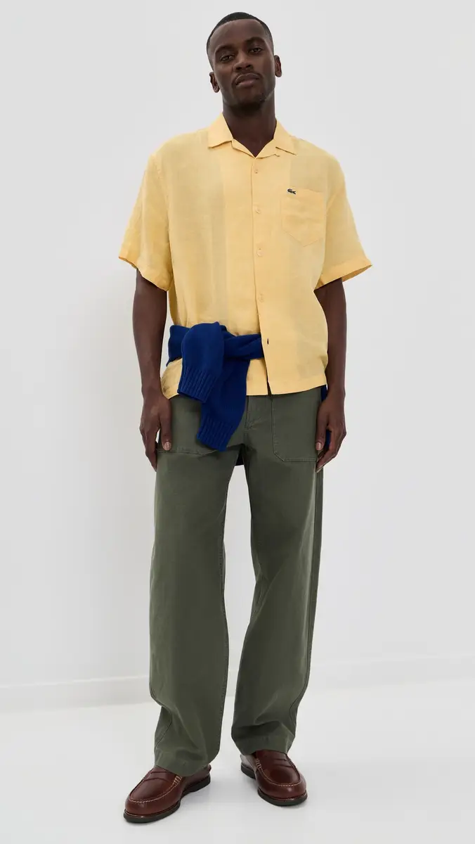 Lacoste Linen Camp Shirt Yellow | Thumbnail 5 Lacoste Linen Camp Shirt Yellow | Thumbnail 5