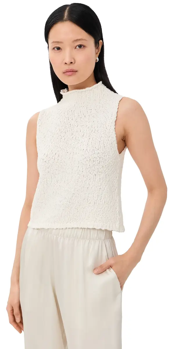 Sablyn Atticus Roll Neck Cropped Tank Gardenia | Image 1 Sablyn Atticus Roll Neck Cropped Tank Gardenia | Image 1
