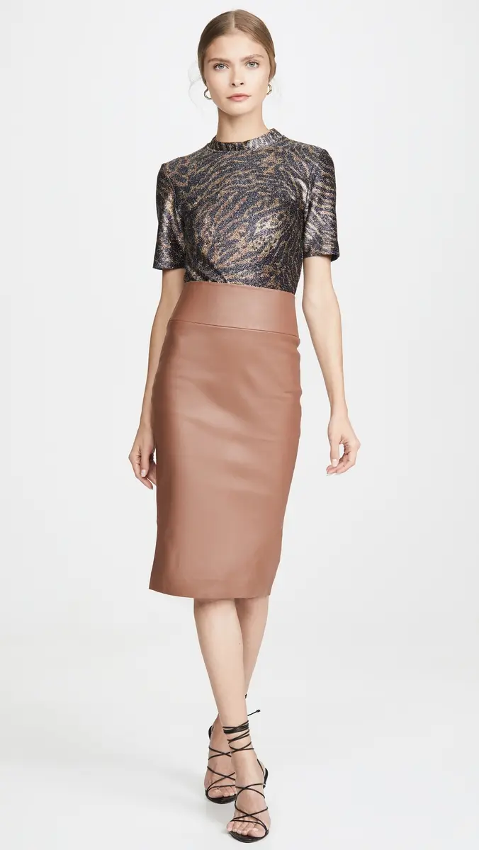 Sprwmn Leather Pencil Skirt Hazelnut | Thumbnail 5 Sprwmn Leather Pencil Skirt Hazelnut | Thumbnail 5