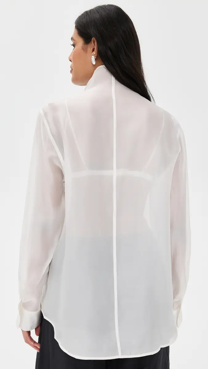 Pixie Market Sheer High Cowl Neck Blouse White | Thumbnail 3