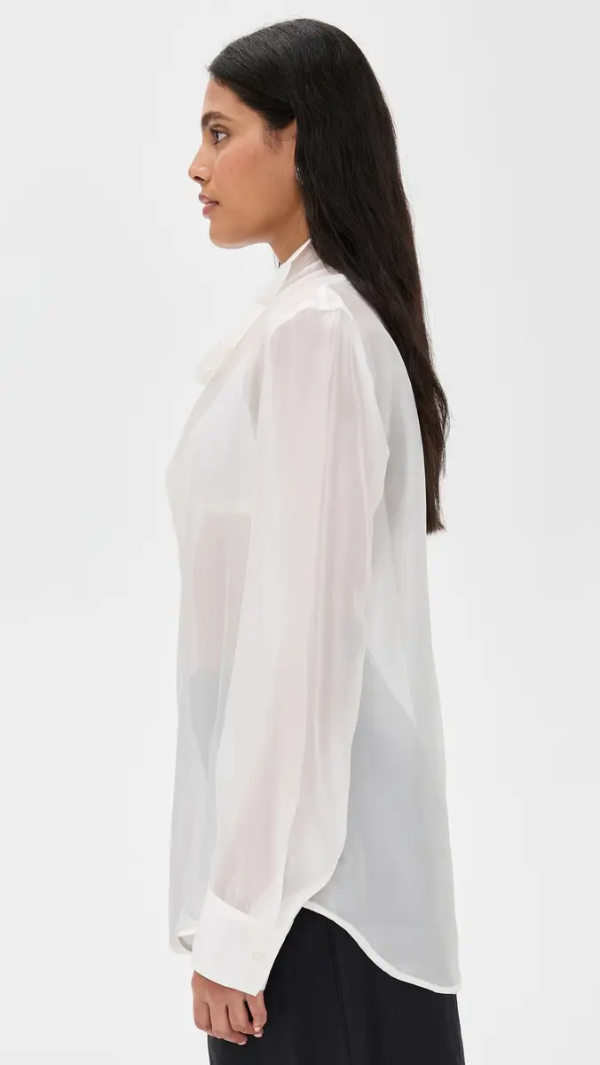 Pixie Market Sheer High Cowl Neck Blouse White | Thumbnail 4