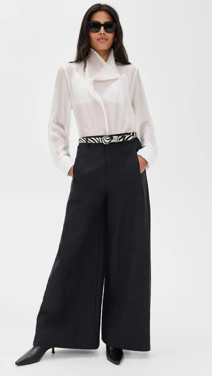 Pixie Market Sheer High Cowl Neck Blouse White | Thumbnail 5