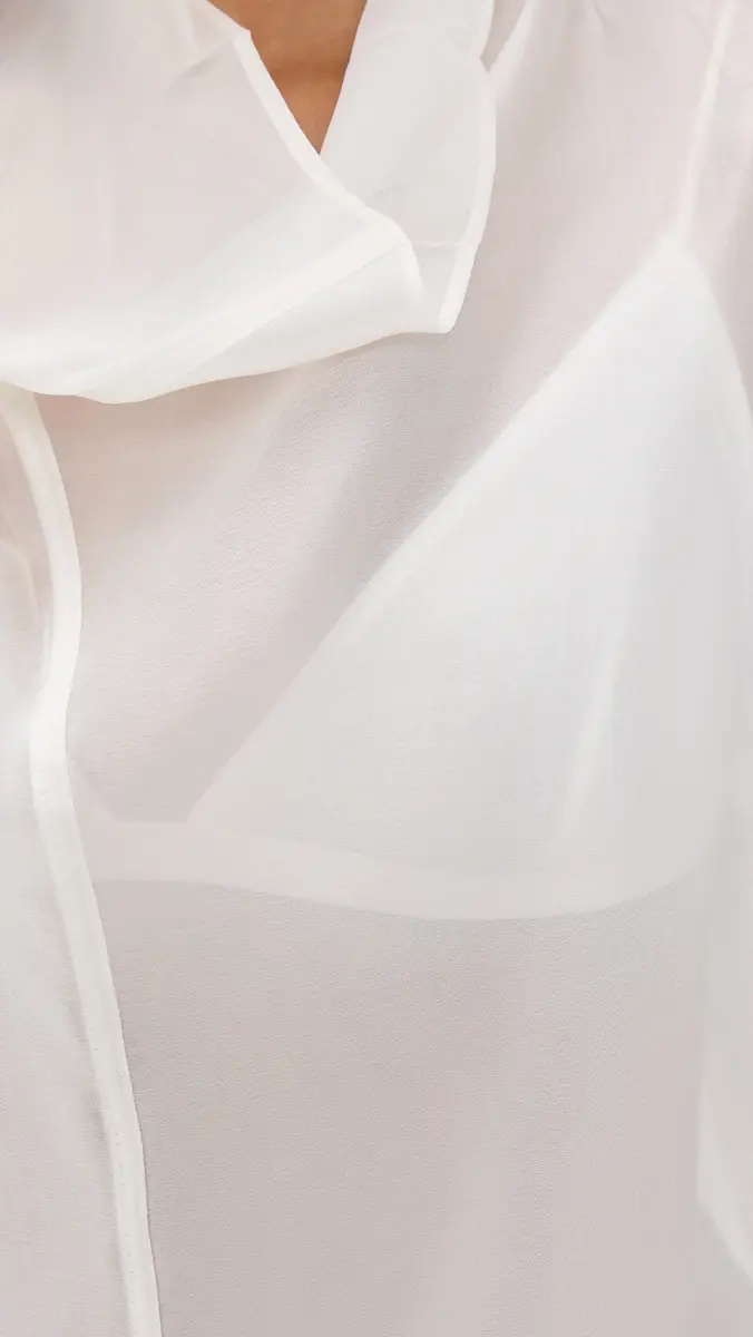 Pixie Market Sheer High Cowl Neck Blouse White | Thumbnail 6