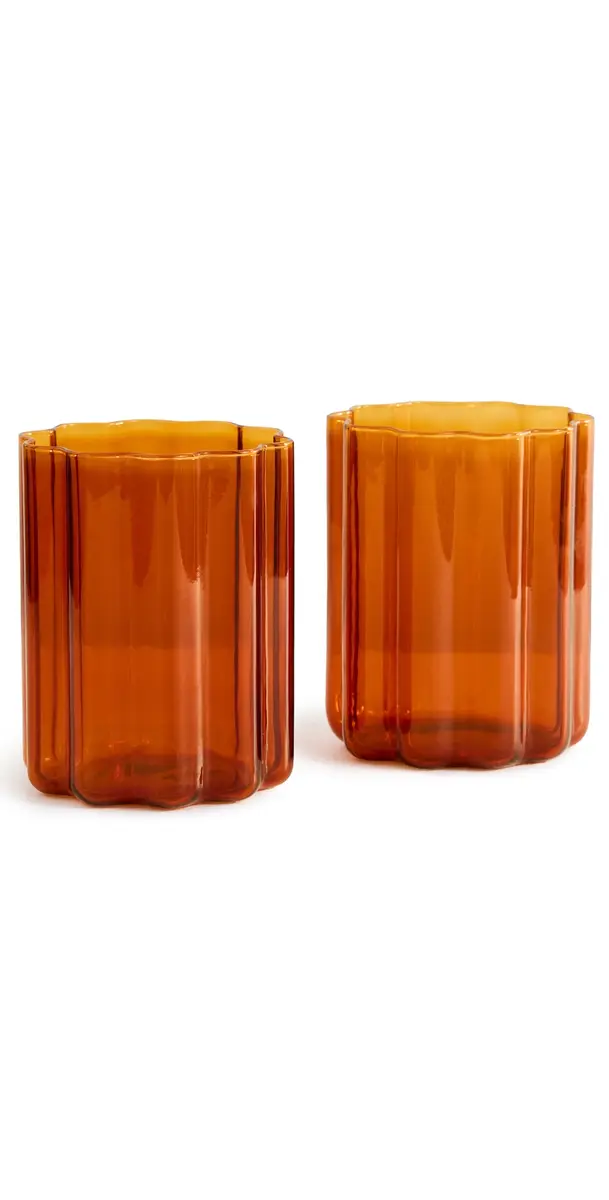 FAZEEK Wave Glasses Set of 2 Amber One Size | Image 1 FAZEEK Wave Glasses Set of 2 Amber One Size | Image 1