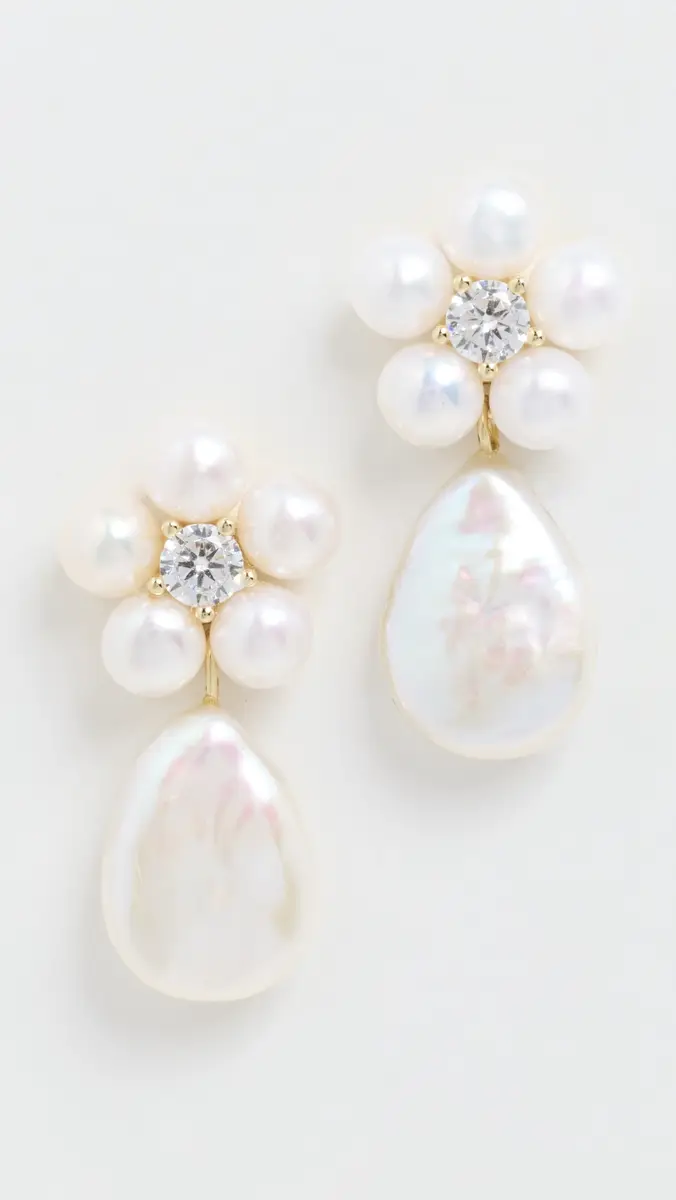 Shashi Daisy Pearl Drop Earrings | Thumbnail 2