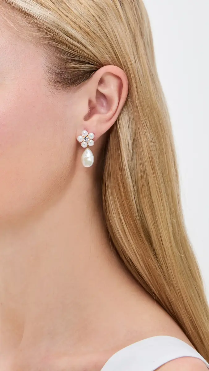 Shashi Daisy Pearl Drop Earrings | Thumbnail 3