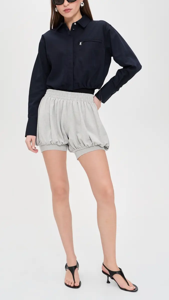 Norma Kamali Boyfriend Bubble Shorts Light Heather Grey | Thumbnail 5