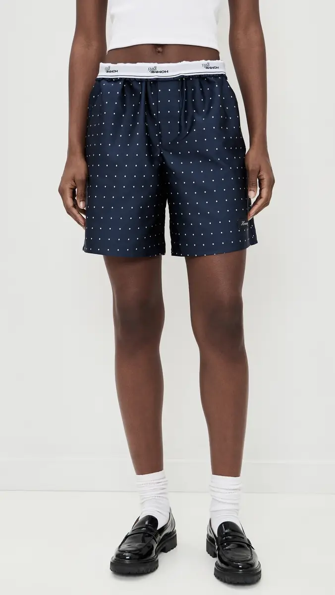 HOMMEGIRLS Long Boxer Shorts Navy Polka Dot | Thumbnail 2 HOMMEGIRLS Long Boxer Shorts Navy Polka Dot | Thumbnail 2