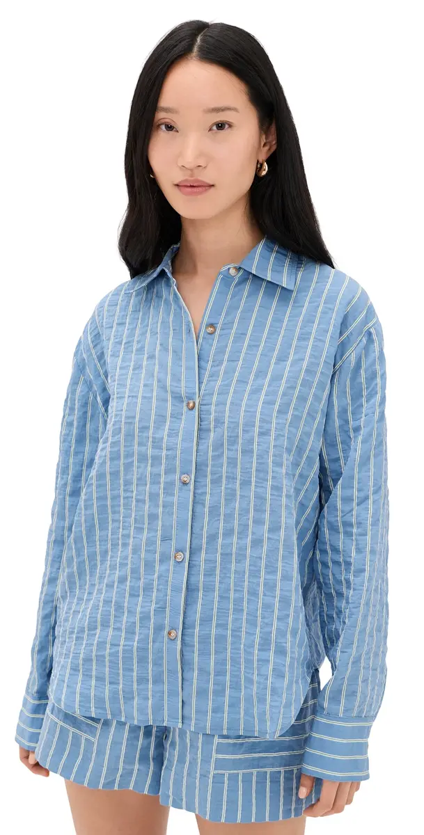 La Ligne Oversized Button Down hirt Chambray tripe | Image 1 La Ligne Oversized Button Down hirt Chambray tripe | Image 1