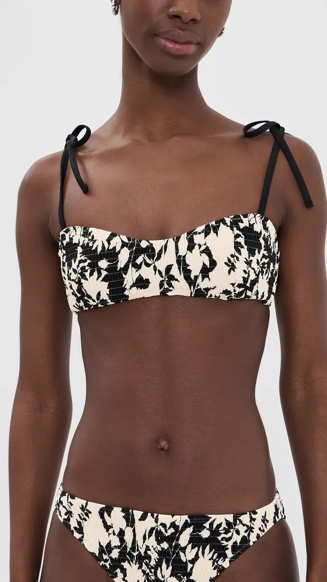 Tanya Taylor Valencia Bikini Top Black multi | Thumbnail 2