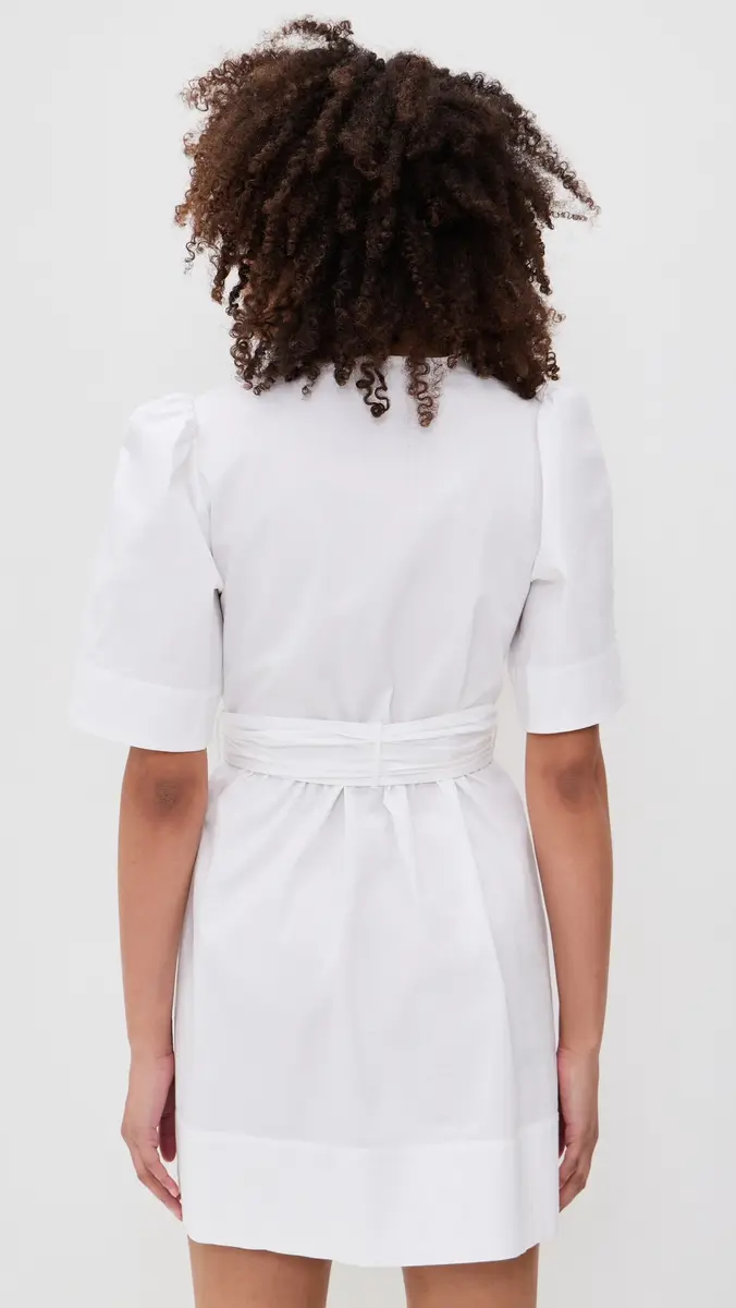Ganni Stretch Cotton Mini Tie Strap Dress | Thumbnail 3
