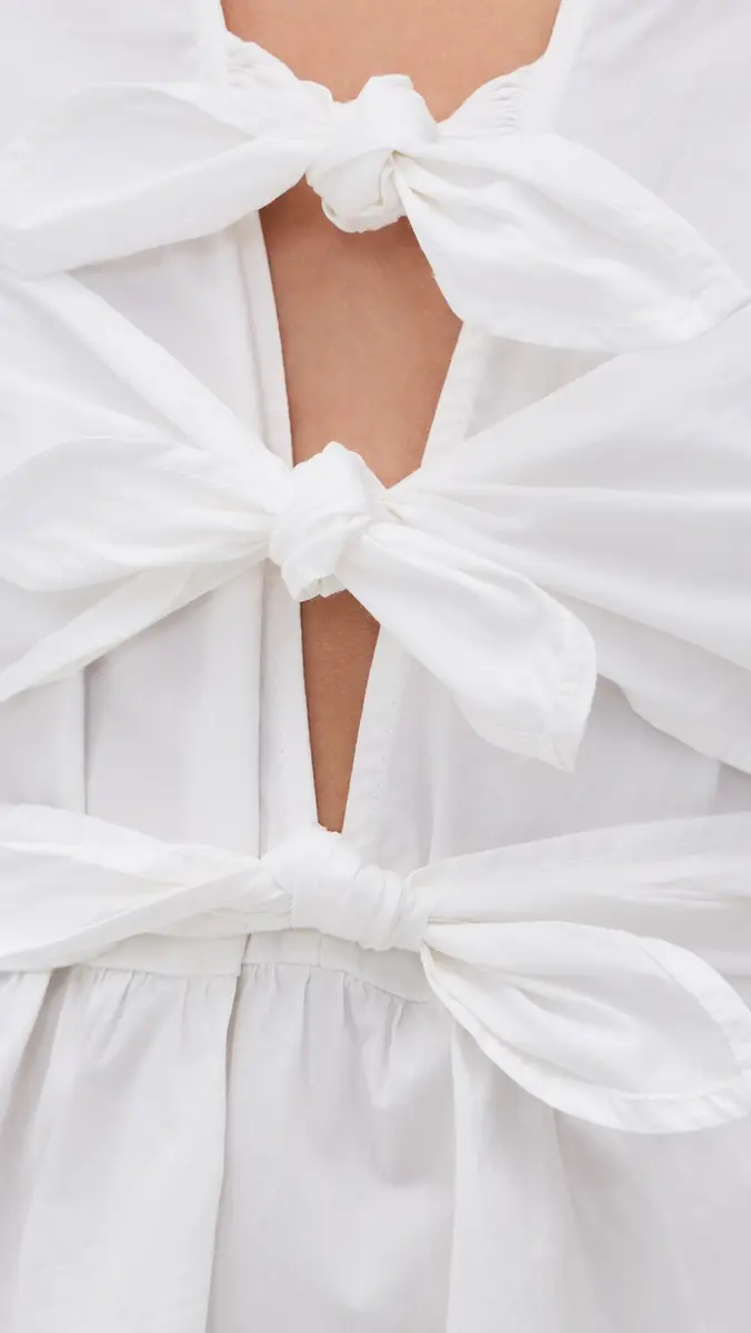 Ganni Stretch Cotton Mini Tie Strap Dress | Thumbnail 6