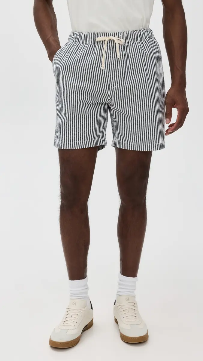 Save Khaki Hemp Stripe Easy Shorts 6 | Thumbnail 2 Save Khaki Hemp Stripe Easy Shorts 6 | Thumbnail 2
