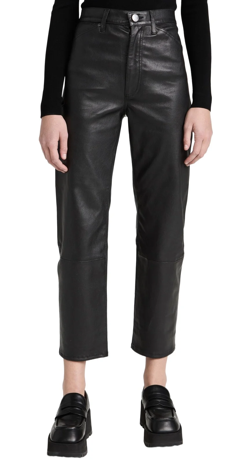 Straight Leg Leather Pants