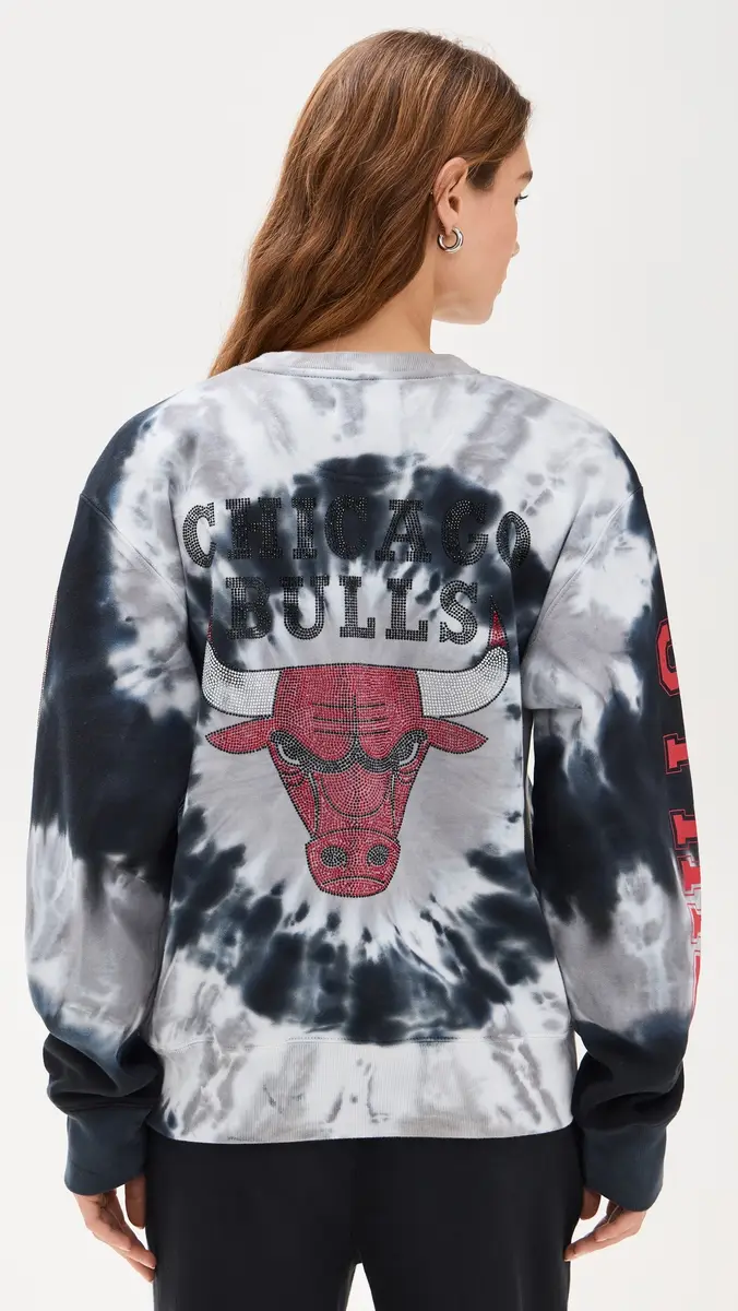 DANNIJOPRO Chicago Bulls Team Crew Sweatshirt Black Tie Dye | Thumbnail 2