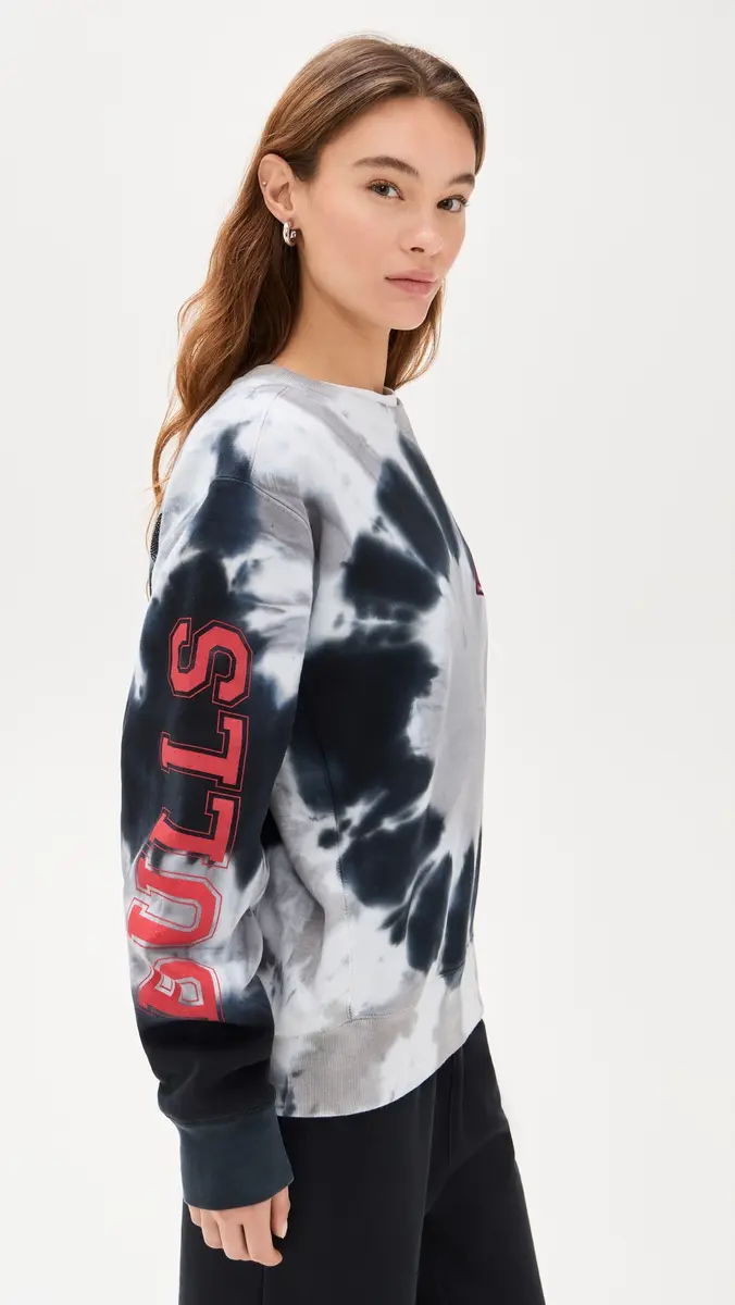 DANNIJOPRO Chicago Bulls Team Crew Sweatshirt Black Tie Dye | Thumbnail 4
