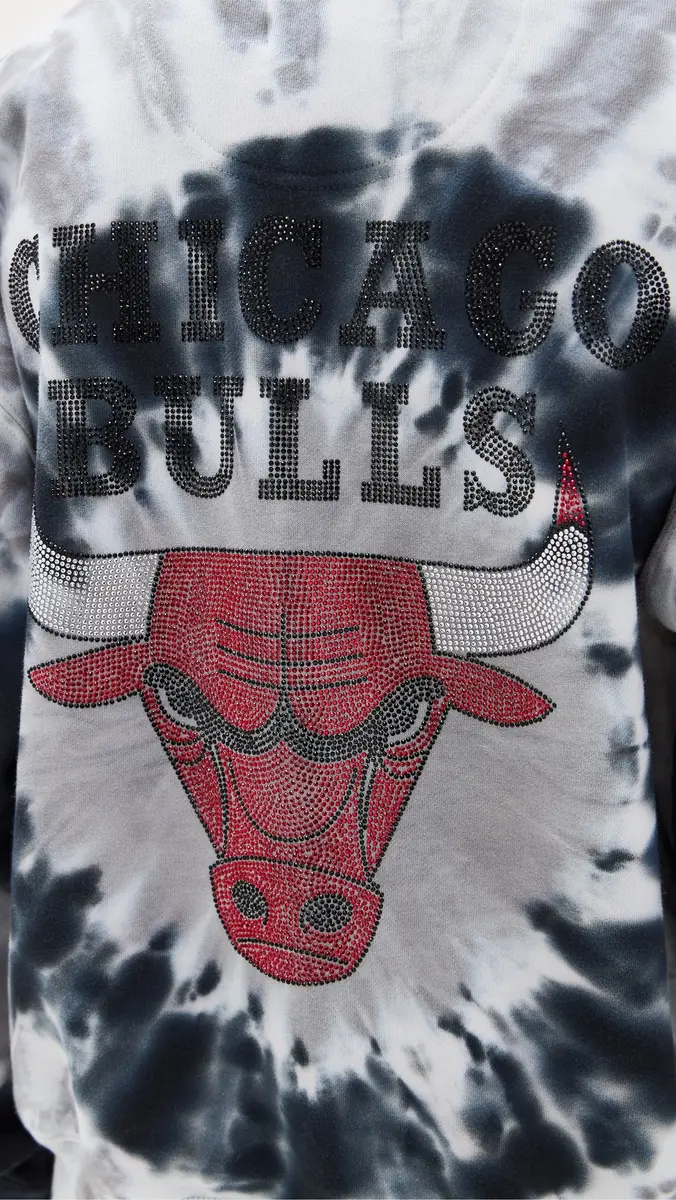 DANNIJOPRO Chicago Bulls Team Crew Sweatshirt Black Tie Dye | Thumbnail 6