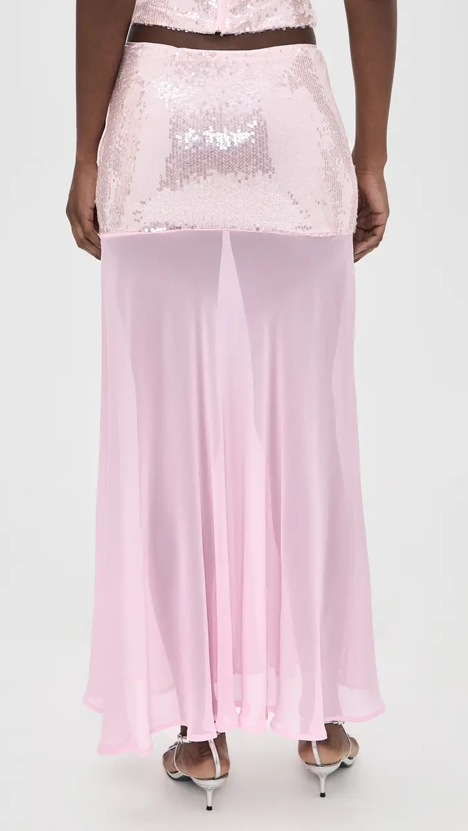 Runaway the Label Adeluna Sheer Bottom Maxi Skirt Light Pink | Thumbnail 3 Runaway the Label Adeluna Sheer Bottom Maxi Skirt Light Pink | Thumbnail 3