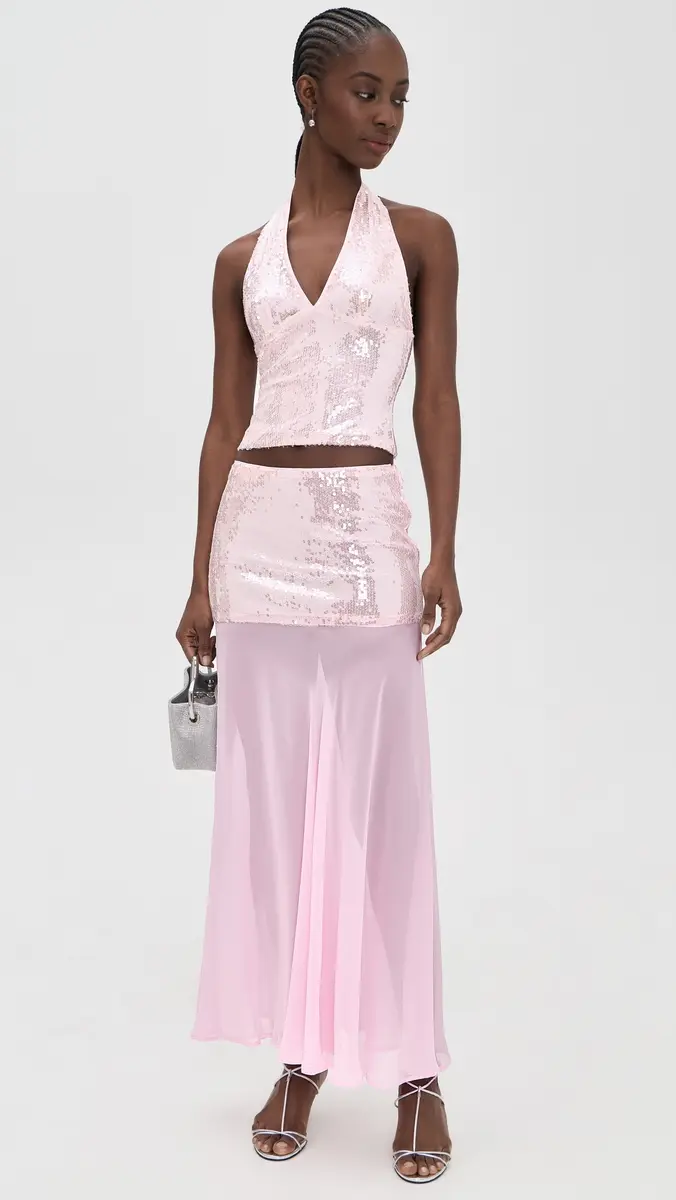 Runaway the Label Adeluna Sheer Bottom Maxi Skirt Light Pink | Thumbnail 5 Runaway the Label Adeluna Sheer Bottom Maxi Skirt Light Pink | Thumbnail 5