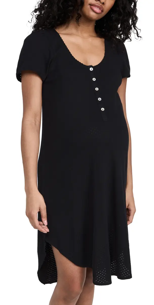 The Pointelle Nightgown Black The Pointelle Nightgown Black