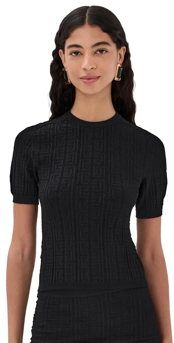 Balmain Monogram Knit Top Noir | Image 1 Balmain Monogram Knit Top Noir | Image 1