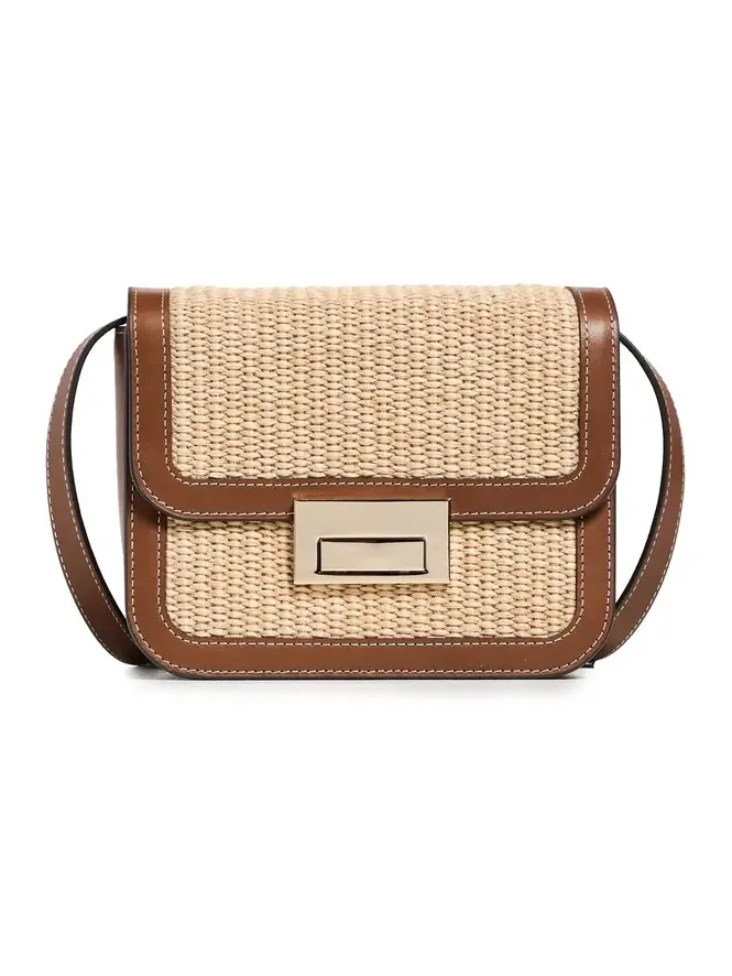 Desi Crossbody Bag with Lock Hardware Natural/Cacao