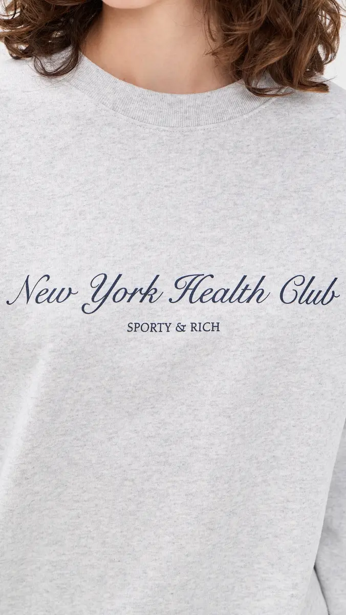 Sporty & Rich New York Health Club Crew Neck Sweatshirt Heather Gray | Thumbnail 6