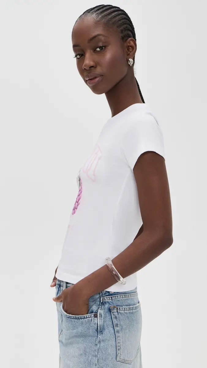 GANNI Baby Fit T-shirt Raspberry Bright White | Thumbnail 4