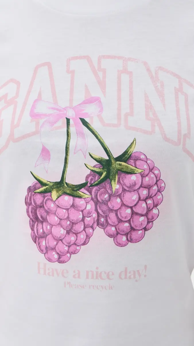 GANNI Baby Fit T-shirt Raspberry Bright White | Thumbnail 6