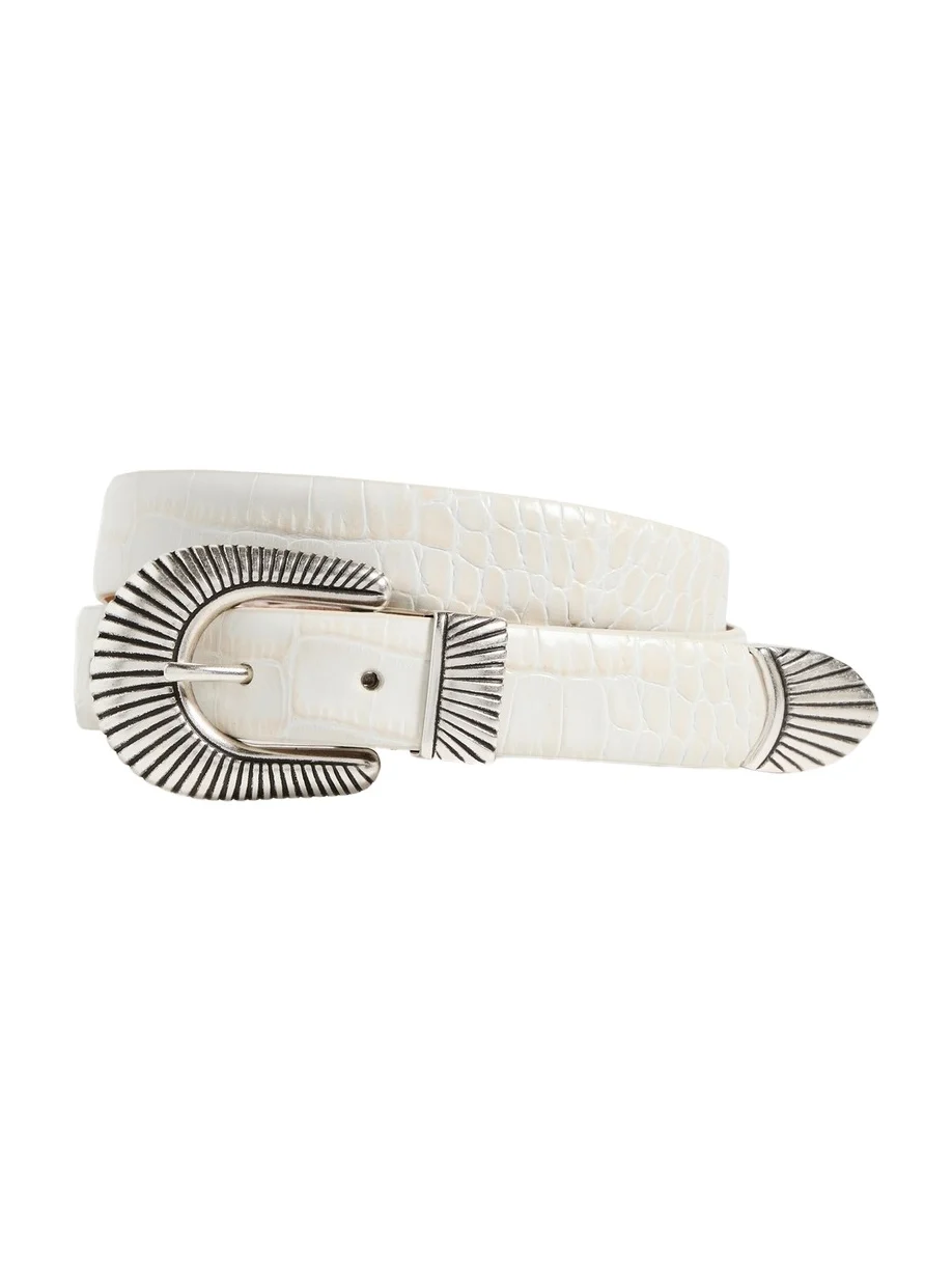 Narrow Western Mock Croc Belt