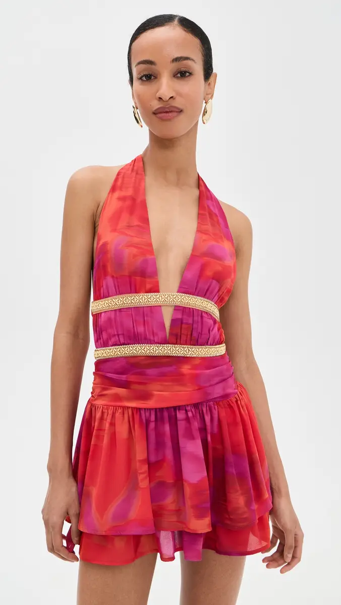 Runaway The Label Xylia Halter Low Plunge Mini Dress | Thumbnail 2