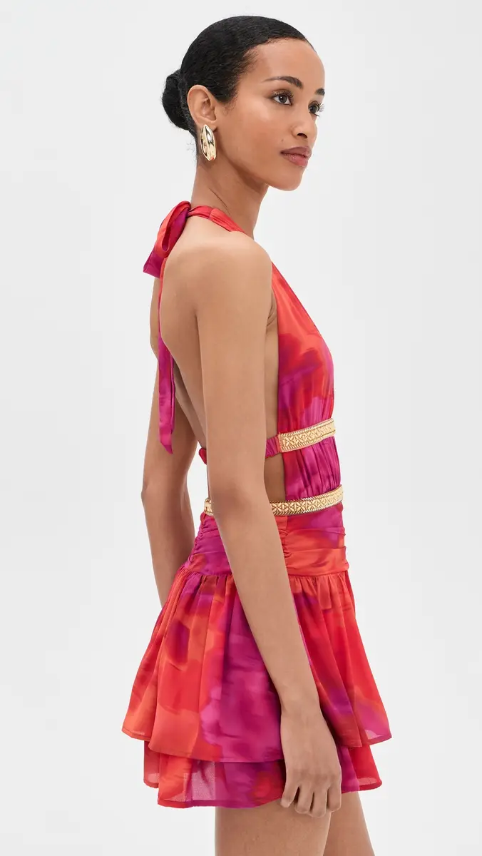 Runaway The Label Xylia Halter Low Plunge Mini Dress | Thumbnail 4