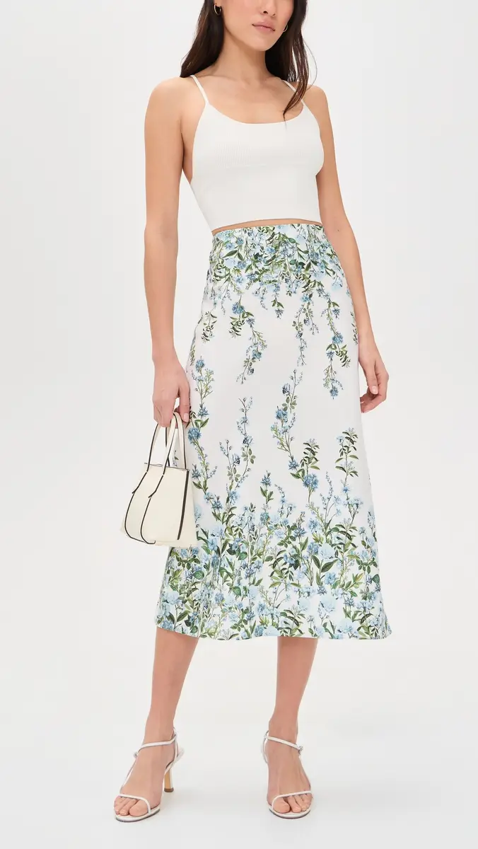 ALICE + OLIVIA Maeve Midi Slip Skirt Fresh Air Carolina Blue | Thumbnail 5 ALICE + OLIVIA Maeve Midi Slip Skirt Fresh Air Carolina Blue | Thumbnail 5